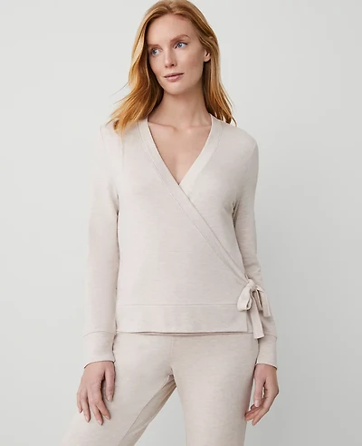 Ann Taylor Wrap Lounge Top Granola Heather Women's