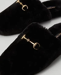 Ann Taylor Weekend Collection Horsebit Fuzzy Slide Flat Women's