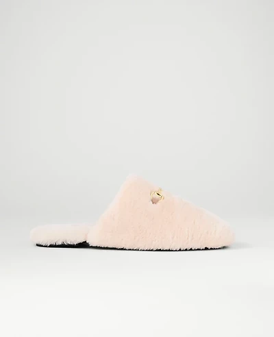 Ann Taylor Weekend Collection Horsebit Fuzzy Slide Flat Women's