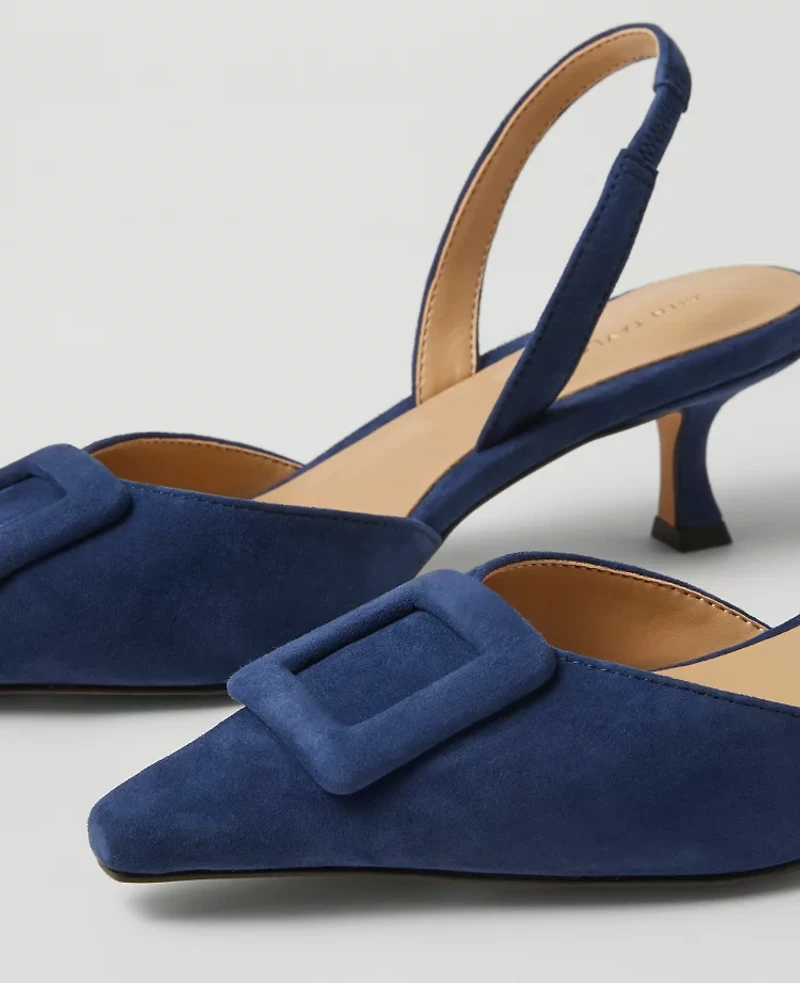Ann Taylor Suede Buckle Slingback Pump Size 8 Royalty Blue Women's