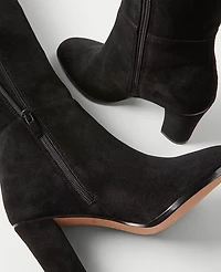 Ann Taylor Over The Knee Suede Block Heel Boot 1/2 Black Women's