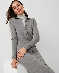 Ann Taylor Weekend Collection Collared Sweater Dress Size XS Medium Heather Grey Women's