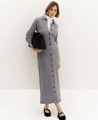 Ann Taylor Weekend Collection Collared Sweater Dress Size XS Medium Heather Grey Women's