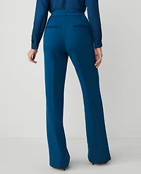 Ann Taylor The Petite Straight Leg Trouser in Double Knit - Curvy Fit Size 4 Sea Storm Women's