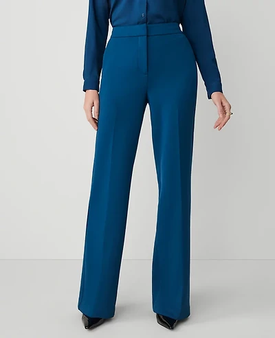 Ann Taylor The Petite Straight Leg Trouser in Double Knit - Curvy Fit Size 4 Sea Storm Women's
