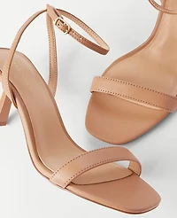 Ann Taylor Stiletto Ankle Strap Leather Sandal Size 8 1/2 Desert Sand Women's