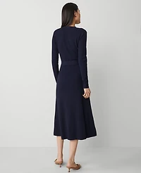 Ann Taylor Ribbed Henley Sweater Dress Night Sky Women's