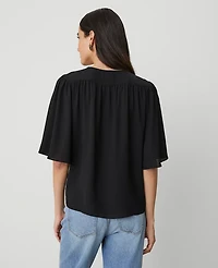 Ann Taylor Draped Sleeve Blouse Size Medium Black Women's