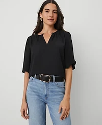 Ann Taylor Draped Sleeve Blouse Size Medium Black Women's
