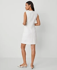Ann Taylor Tweed Button Shift Dress Ivory Texture Women's