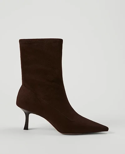 Ann Taylor Microstretch Suede Pointy Toe Bootie Pure Chocolate Women's