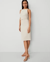 Ann Taylor Belted Sheath Dress Size 16 Toasted Oat Women's