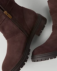 Ann Taylor Weekend Collection Buckle Suede Bootie Carob Women's