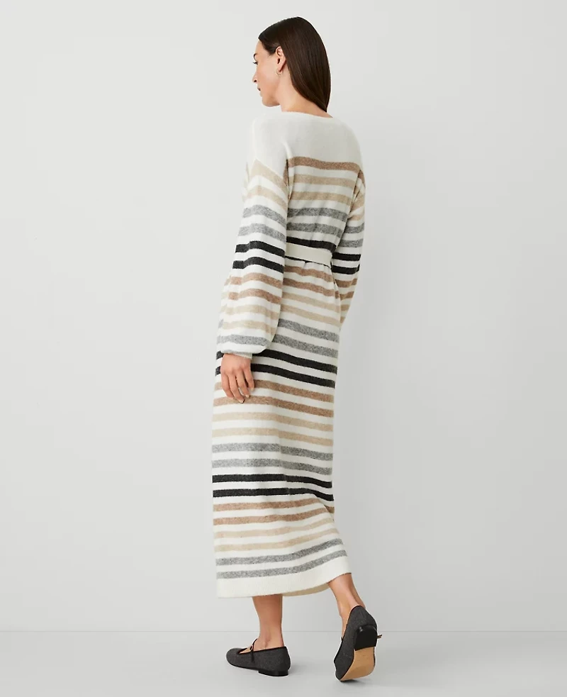 Ann Taylor Weekend Collection Multi Stripe Sweater Dress Size 2XL Winter White Women's