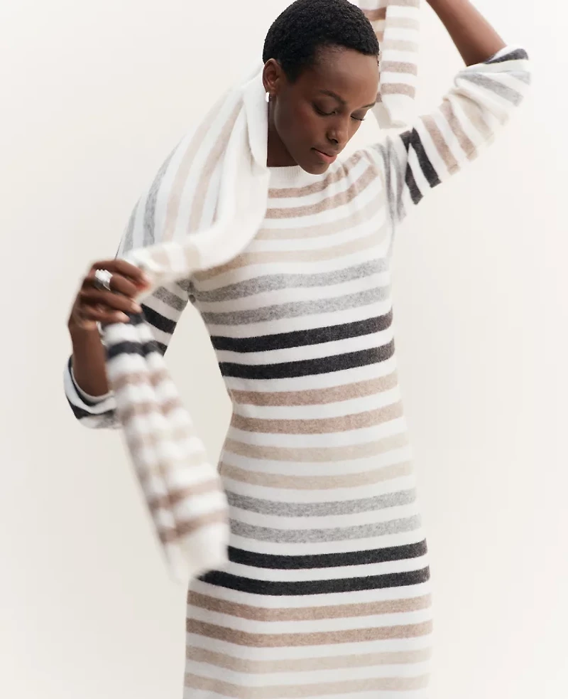 Ann Taylor Weekend Collection Multi Stripe Sweater Dress Size 2XL Winter White Women's