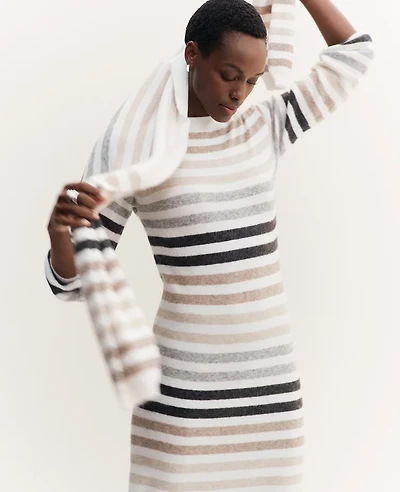 Ann Taylor Weekend Collection Multi Stripe Sweater Dress Size 2XL Winter White Women's