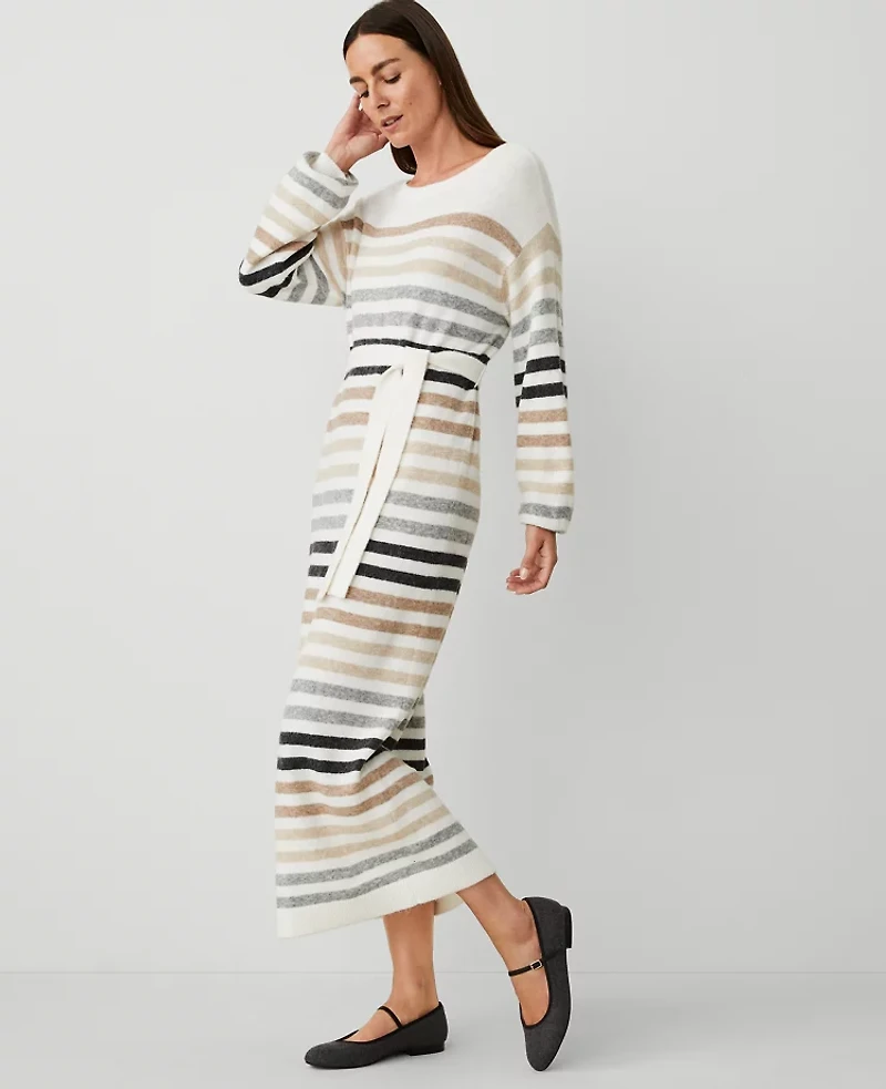 Ann Taylor Weekend Collection Multi Stripe Sweater Dress Size 2XL Winter White Women's