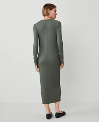Ann Taylor Petite Weekend Collection Henley Knit Column Dress Dried Cilantro Women's