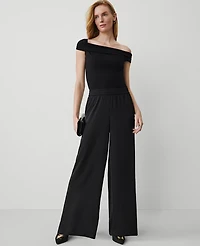 Ann Taylor The Tall Perfect Wide-Leg Pant in Satin Size Small Black Women's
