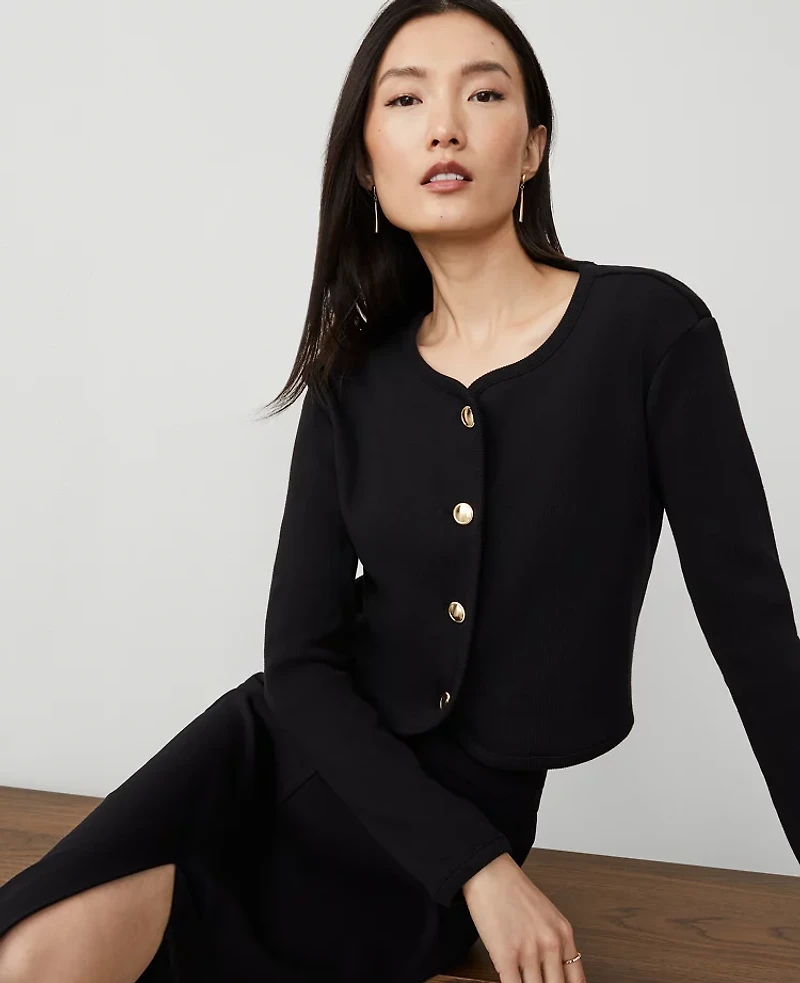 Ann Taylor Petite Tailored Lady Jacket Size 2XS Black Women's