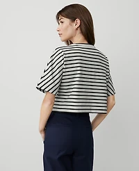 Ann Taylor Weekend Collection Striped Dolman T-Shirt Pristine Blue Women's