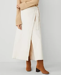 Ann Taylor Petite Weekend Collection Denim Wrap Maxi Skirt Ivory Women's