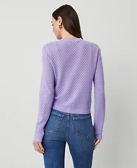 Ann Taylor Pointelle Cardigan Size Large Radiant Amethyst Women's