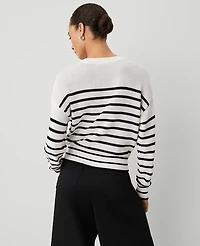 Ann Taylor Weekend Collection Striped Wedge Sweater White/Black Multi Women's