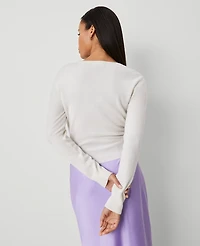 Ann Taylor Cashmere Tie-Waist Sweater Pale Ivory Women's