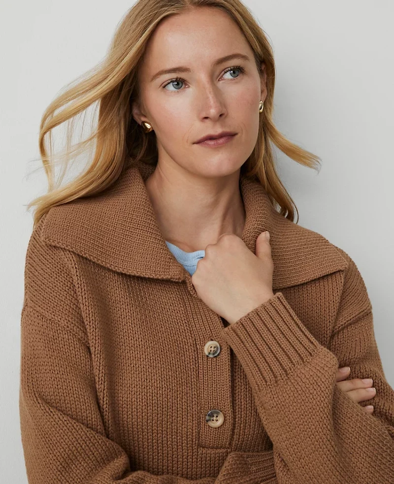 Ann Taylor Weekend Collection Sailor Sweater French Toast Women's