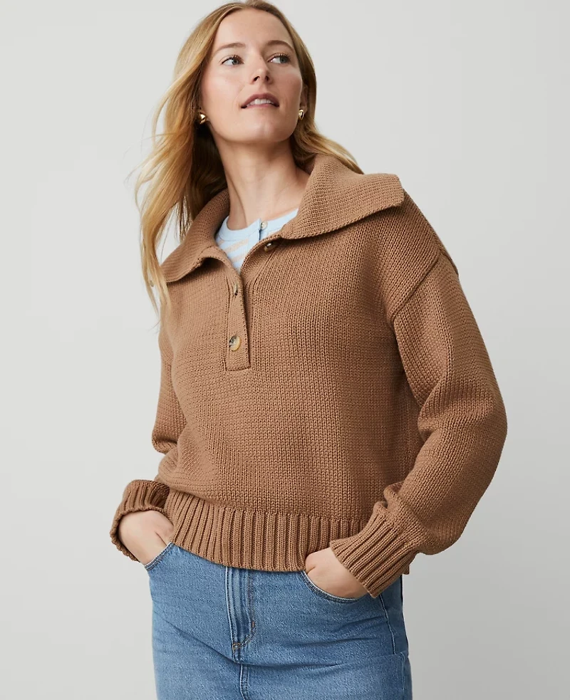 Ann Taylor Weekend Collection Sailor Sweater French Toast Women's