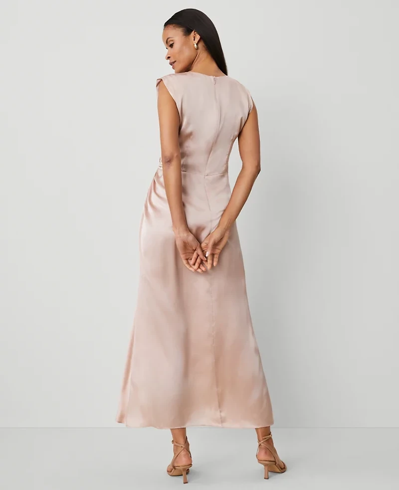 Ann Taylor Studio Collection Silk Flutter Sleeve Midi Dress Rose Dust Women's