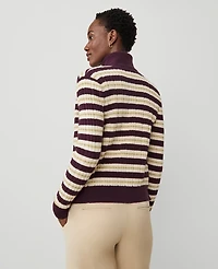 Ann Taylor Textured Stripe Cardigan Neutral/White Combo Women's