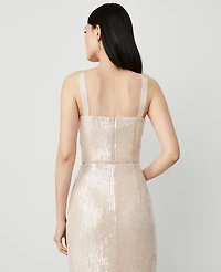Ann Taylor Petite Cropped Sequin Tank Top Metallic Champagne Women's