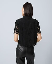 Ann Taylor Lace Modern Blouse Black Women's
