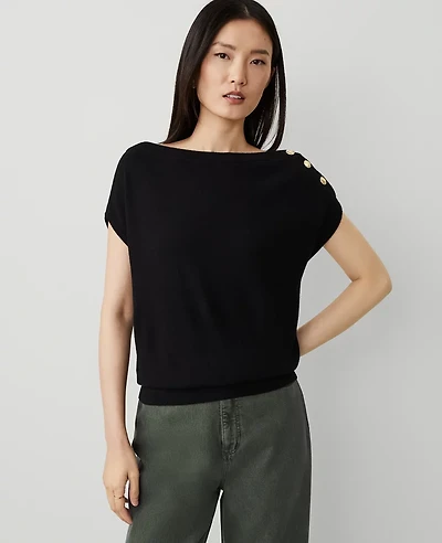 Ann Taylor Boatneck Sweater Size XL Black Women's