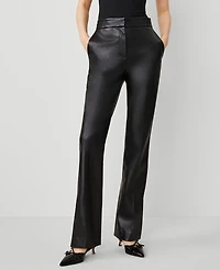 Ann Taylor The Skinny Flare Pant with Vent Hem in Faux Leather Size 14 Black Women's