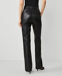 Ann Taylor The Skinny Flare Pant with Vent Hem in Faux Leather Size 14 Black Women's
