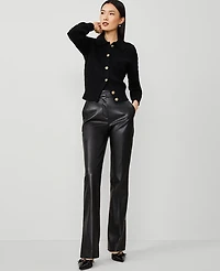 Ann Taylor The Skinny Flare Pant with Vent Hem in Faux Leather Size 14 Black Women's