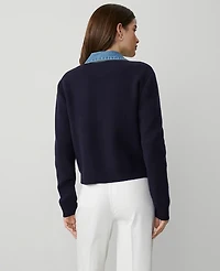 Ann Taylor Weekend Collection Denim Sweater Jacket Size Small Night Sky Women's