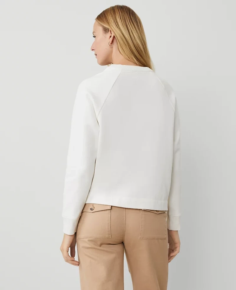 Ann Taylor Weekend Collection Henley Sweatshirt Size XL Winter White Women's