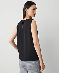 Ann Taylor Silky Crew Neck Shell Top Size Medium Black Women's