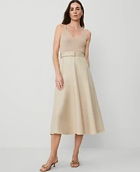Ann Taylor Mixed Media Sweater Dress Toasted Oat Women's