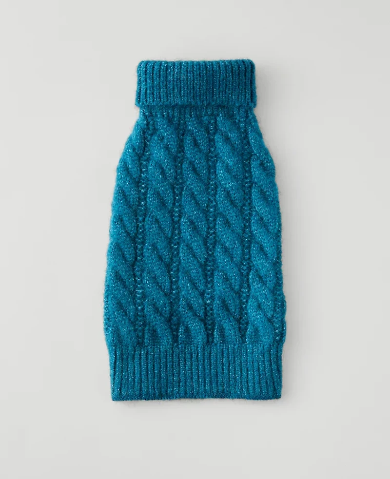 Ann Taylor Weekend Collection Cable Dog Sweater Pacific Shore Women's