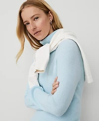 Ann Taylor Petite Weekend Collection Ribbed Sweater Dress Size 2XS Nordic Sky Blue Women's