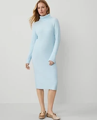 Ann Taylor Petite Weekend Collection Ribbed Sweater Dress Size 2XS Nordic Sky Blue Women's