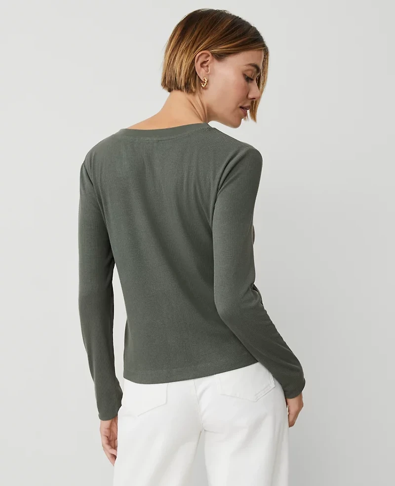 Ann Taylor Weekend Collection Fitted V-Neck Cardigan Dried Cilantro Women's