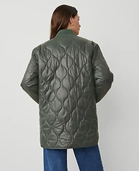 Ann Taylor Petite Weekend Collection Varsity Collar Quilted Jacket Dried Cilantro Women's