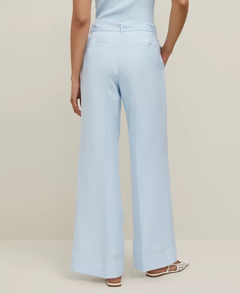 Ann Taylor The Belted Wide-Leg Pant Linen Blend Women's