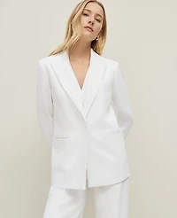 Ann Taylor Crinkle Belted Blazer White Women's